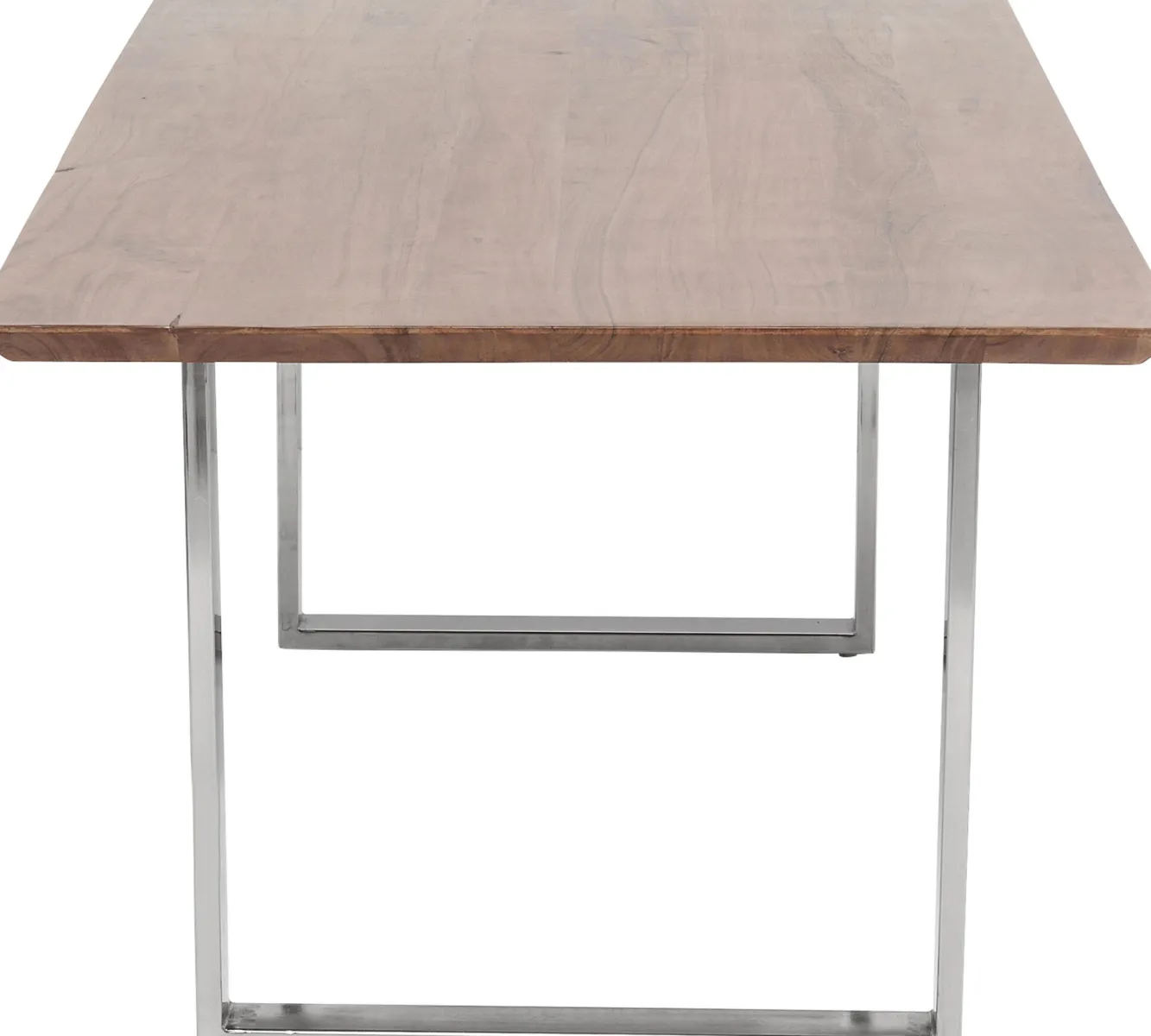 New KARE Design Stół z brązowym drewnianym blatem i srebrnymi stalowymi nogami 160x80 cm - KARE