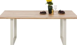 Fashion KARE Design Stół z drewnianym naturalnym blatem i szarymi metalowymi nogami 200x100 cm - KARE