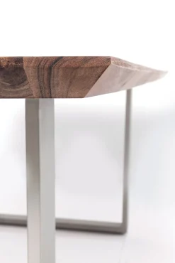 Fashion KARE Design Stół z drewnianym naturalnym blatem i szarymi metalowymi nogami 200x100 cm - KARE