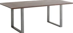 Sale KARE Design Stół z drewnianym naturalnym blatem i szarymi metalowymi nogami 160x80 cm - KARE