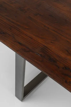 Sale KARE Design Stół z drewnianym naturalnym blatem i szarymi metalowymi nogami 160x80 cm - KARE