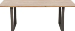 Hot KARE Design Stół z drewnianym naturalnym blatem i czarnymi metalowymi nogami 180x90 cm - KARE