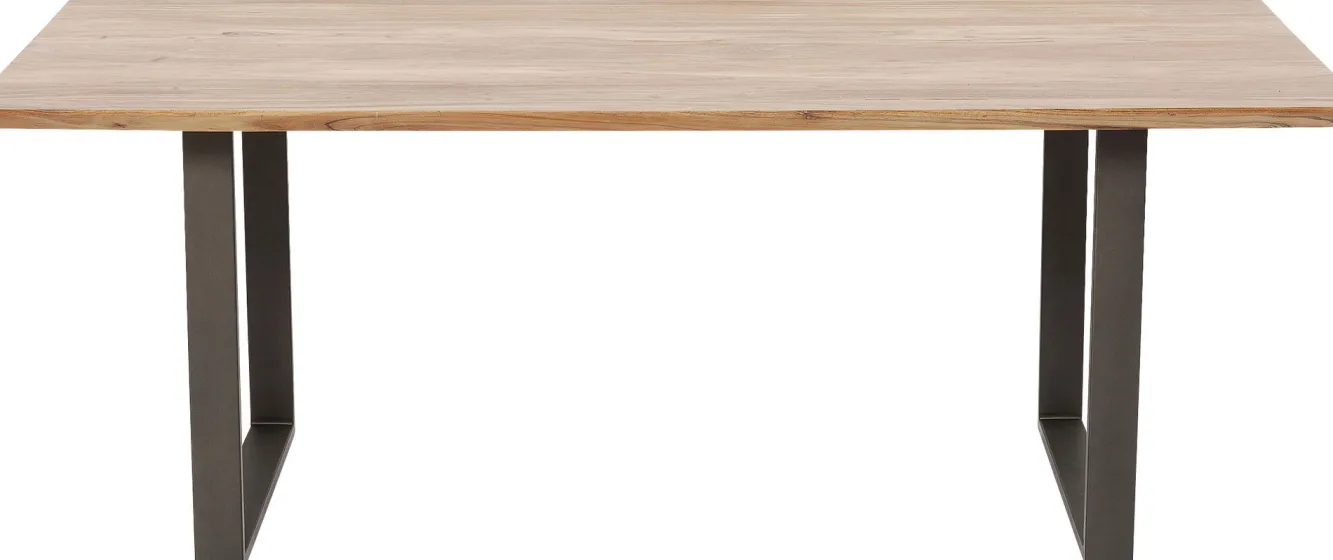 Hot KARE Design Stół z drewnianym naturalnym blatem i czarnymi metalowymi nogami 180x90 cm - KARE