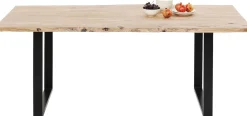 Hot KARE Design Stół z drewnianym naturalnym blatem i czarnymi metalowymi nogami 200x100 cm - KARE