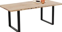 Hot KARE Design Stół z drewnianym naturalnym blatem i czarnymi metalowymi nogami 200x100 cm - KARE