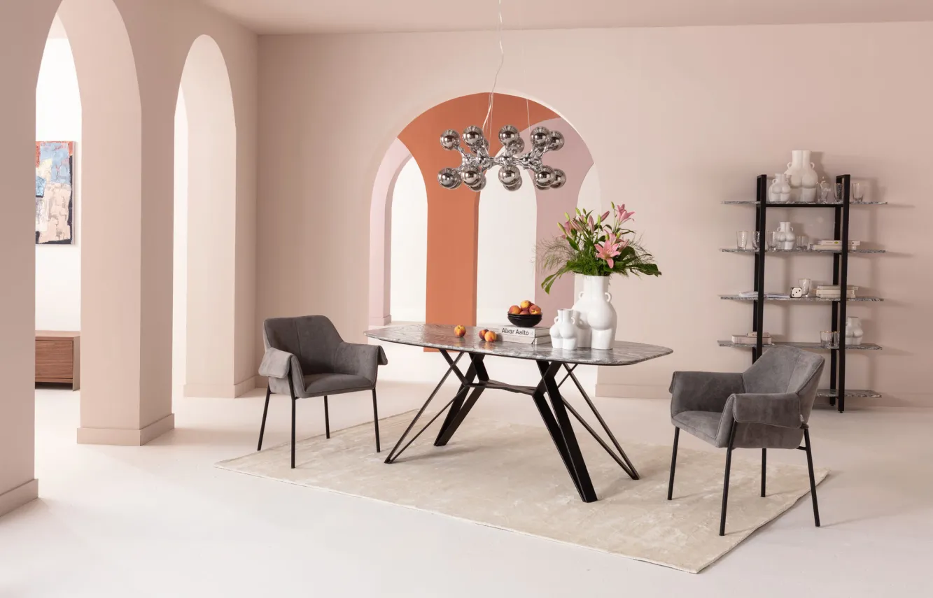 Fashion KARE Design Stół z granitowym blatem i czarnymi stalowymi nogami 180x90 cm - KARE