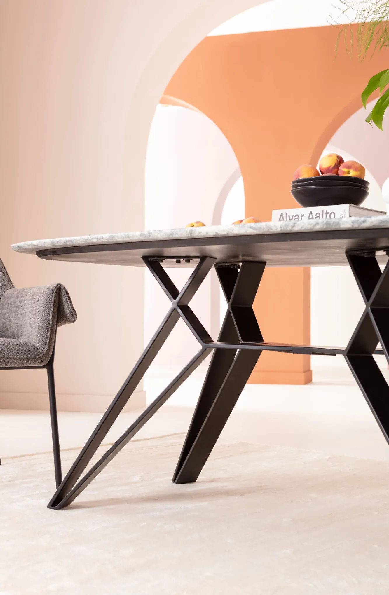 Fashion KARE Design Stół z granitowym blatem i czarnymi stalowymi nogami 180x90 cm - KARE