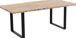 Discount KARE Design Stół z naturalnym drewnianym blatem i czarnymi metalowymi nogami 160x80 cm - KARE