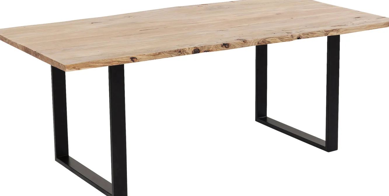Discount KARE Design Stół z naturalnym drewnianym blatem i czarnymi metalowymi nogami 160x80 cm - KARE