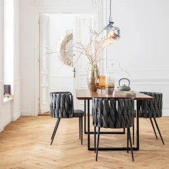 Discount KARE Design Stół z naturalnym drewnianym blatem z drewna akacji i czarnymi metalowymi nogami 200x100 cm - KARE