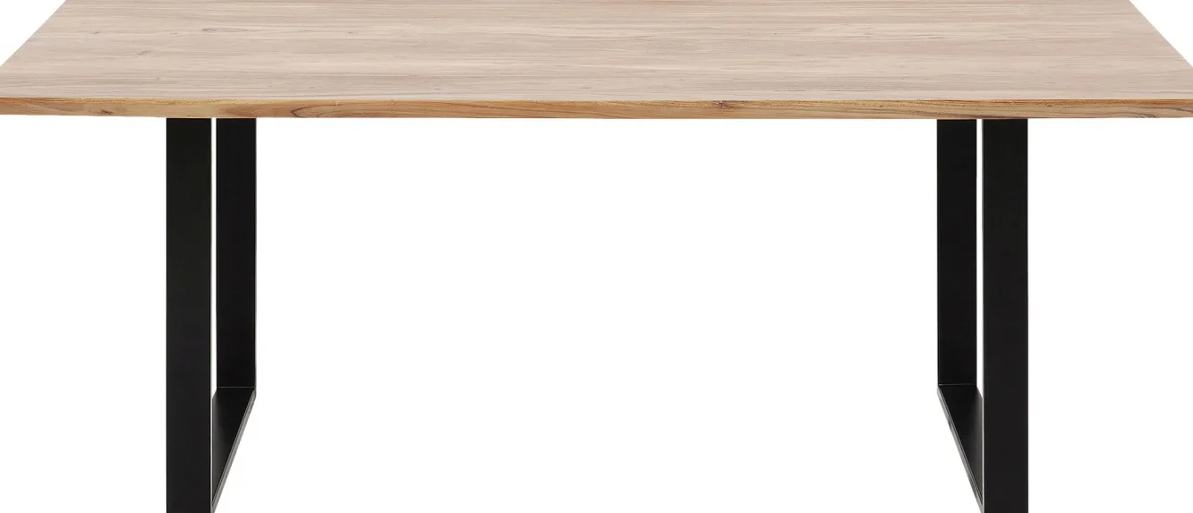 Discount KARE Design Stół z naturalnym drewnianym blatem z drewna akacji i czarnymi metalowymi nogami 200x100 cm - KARE
