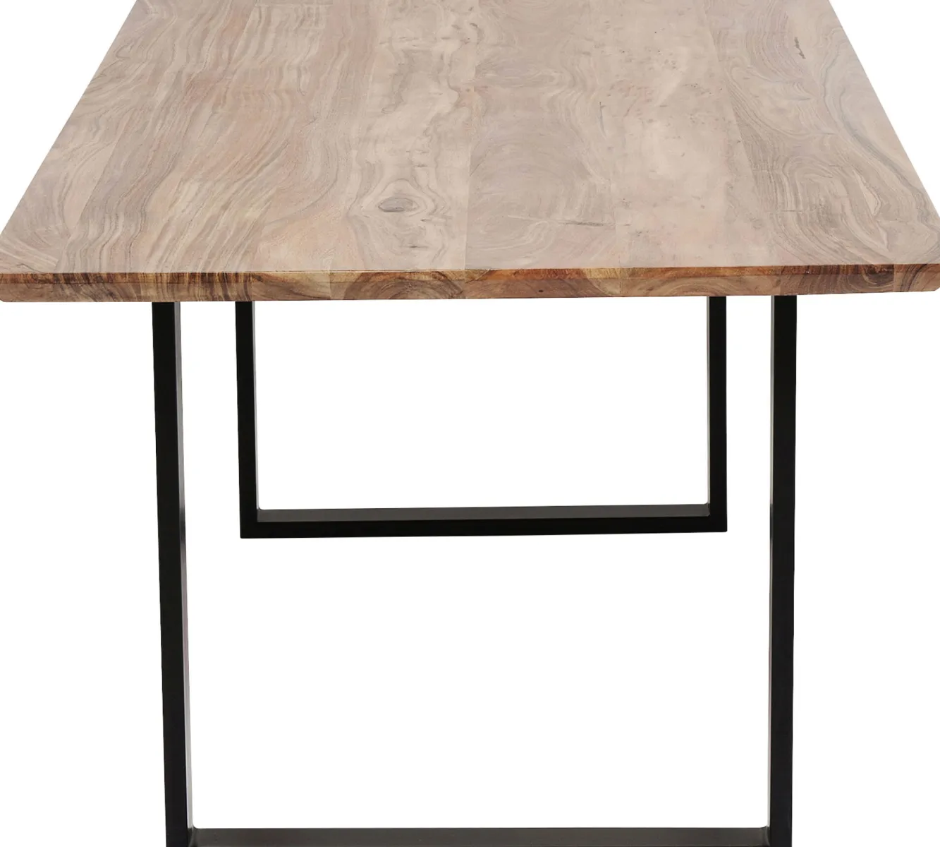 Discount KARE Design Stół z naturalnym drewnianym blatem z drewna akacji i czarnymi metalowymi nogami 200x100 cm - KARE