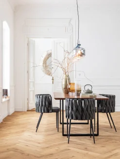 Discount KARE Design Stół z naturalnym drewnianym blatem z drewna akacji i czarnymi metalowymi nogami 200x100 cm - KARE