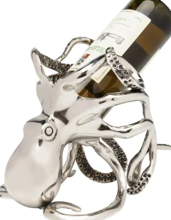 Outlet KARE Design Stojak na wino Octopus 17x24 cm srebrny - KARE