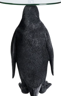 Outlet KARE Design Stolik Animal Ms Penguin Ø32xH49 cm czarny - blat szklany - KARE