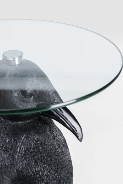 Outlet KARE Design Stolik Animal Ms Penguin Ø32xH49 cm czarny - blat szklany - KARE