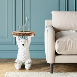 Sale KARE Design Stolik Bear ∅37 cm biały - KARE