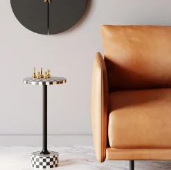 Best KARE Design Stolik Domero Chess Ø25xH50 cm czarno-biały - KARE