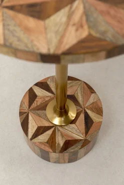 New KARE Design Stolik Domero Geo Ø25xH50 cm brązowo-naturalny - KARE