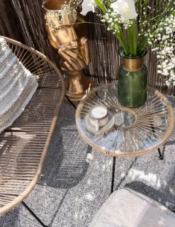 Online KARE Design Stolik kawowy Acapulco Ø50 cm naturalny - blat szklany - KARE