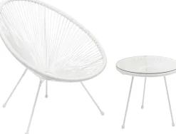 Sale KARE Design Stolik kawowy Acapulco Ø50 cm biały - blat szklany - KARE