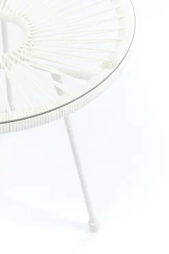 Sale KARE Design Stolik kawowy Acapulco Ø50 cm biały - blat szklany - KARE