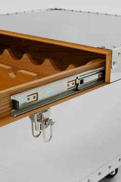 New KARE Design Stolik kawowy barek rozkładany srebrny na kółkach stal nierdzewna 120x75 cm - KARE