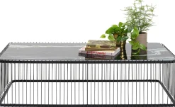 Hot KARE Design Stolik kawowy blat szklany imitujący marmur podstawa czarna 145x70 cm - KARE