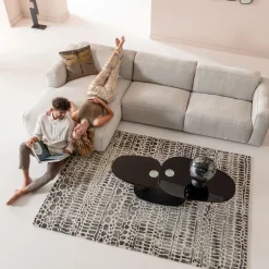 Discount KARE Design Stolik kawowy blaty szklane obrotowy czarny 150x58 cm - KARE