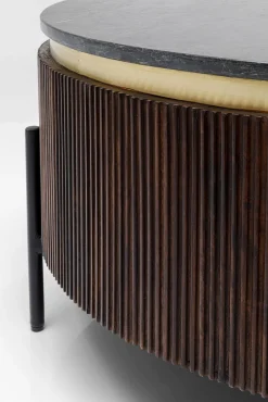 Hot KARE Design Stolik kawowy Catalina Ø90 cm drewno mango ciemnobrązowe - blat marmur - KARE