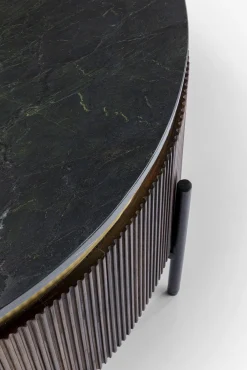 Hot KARE Design Stolik kawowy Catalina Ø90 cm drewno mango ciemnobrązowe - blat marmur - KARE