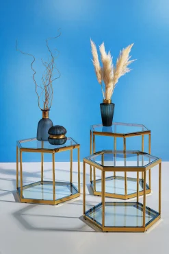 New KARE Design Stolik kawowy Comb 55x48 cm złoty - KARE