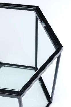 Best KARE Design Stolik kawowy Comb 55xH55 cm czarny - blat szklany - KARE