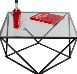 New KARE Design Stolik kawowy Cristallo 80x80 cm czarny - blat szklany - KARE