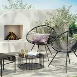 Fashion KARE Design Stolik kawowy czarny stalowy Ø60 cm blat szklany - KARE