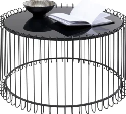 Fashion KARE Design Stolik kawowy czarny stalowy Ø60 cm blat szklany - KARE