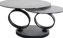 Outlet KARE Design Stolik kawowy czarny z 2 szklanymi blatami obrotowymi 133x80 cm - KARE