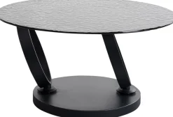Outlet KARE Design Stolik kawowy czarny z 2 szklanymi blatami obrotowymi 133x80 cm - KARE