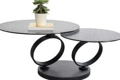 Outlet KARE Design Stolik kawowy czarny z 2 szklanymi blatami obrotowymi 133x80 cm - KARE