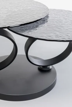 Outlet KARE Design Stolik kawowy czarny z 2 szklanymi blatami obrotowymi 133x80 cm - KARE