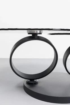 Outlet KARE Design Stolik kawowy czarny z 2 szklanymi blatami obrotowymi 133x80 cm - KARE