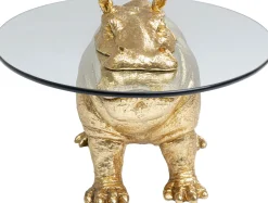 Fashion KARE Design Stolik kawowy Hippo 80 cm złoty - blat szklany - KARE
