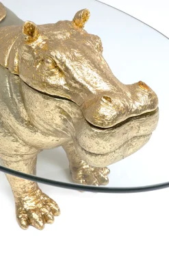 Fashion KARE Design Stolik kawowy Hippo 80 cm złoty - blat szklany - KARE