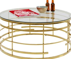 Outlet KARE Design Stolik kawowy Jupiter Ø100 cm transparentno-złoty - KARE