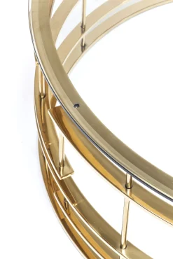 Outlet KARE Design Stolik kawowy Jupiter Ø100 cm transparentno-złoty - KARE