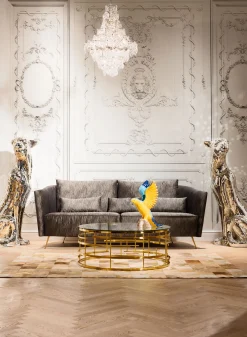 Outlet KARE Design Stolik kawowy Jupiter Ø100 cm transparentno-złoty - KARE