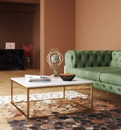 Discount KARE Design Stolik kawowy Key West 90x90 cm biało-złoty - KARE