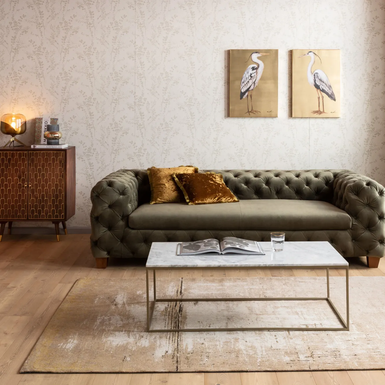 Discount KARE Design Stolik kawowy Key West 120x60 cm biało-złoty - KARE