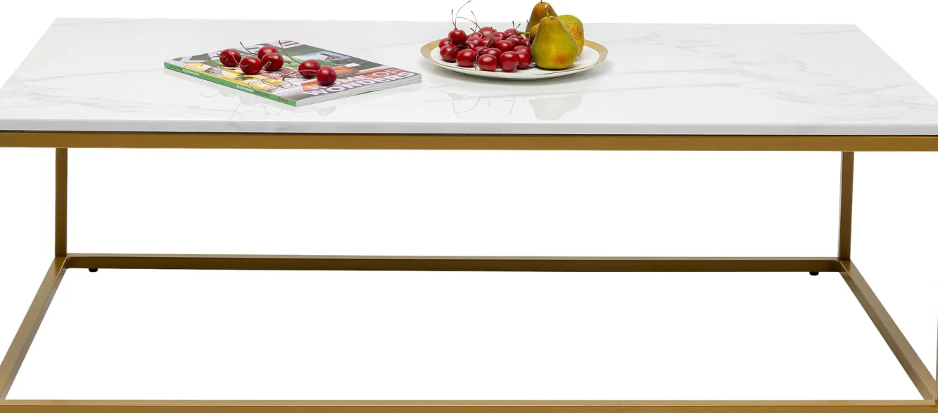 Discount KARE Design Stolik kawowy Key West 120x60 cm biało-złoty - KARE