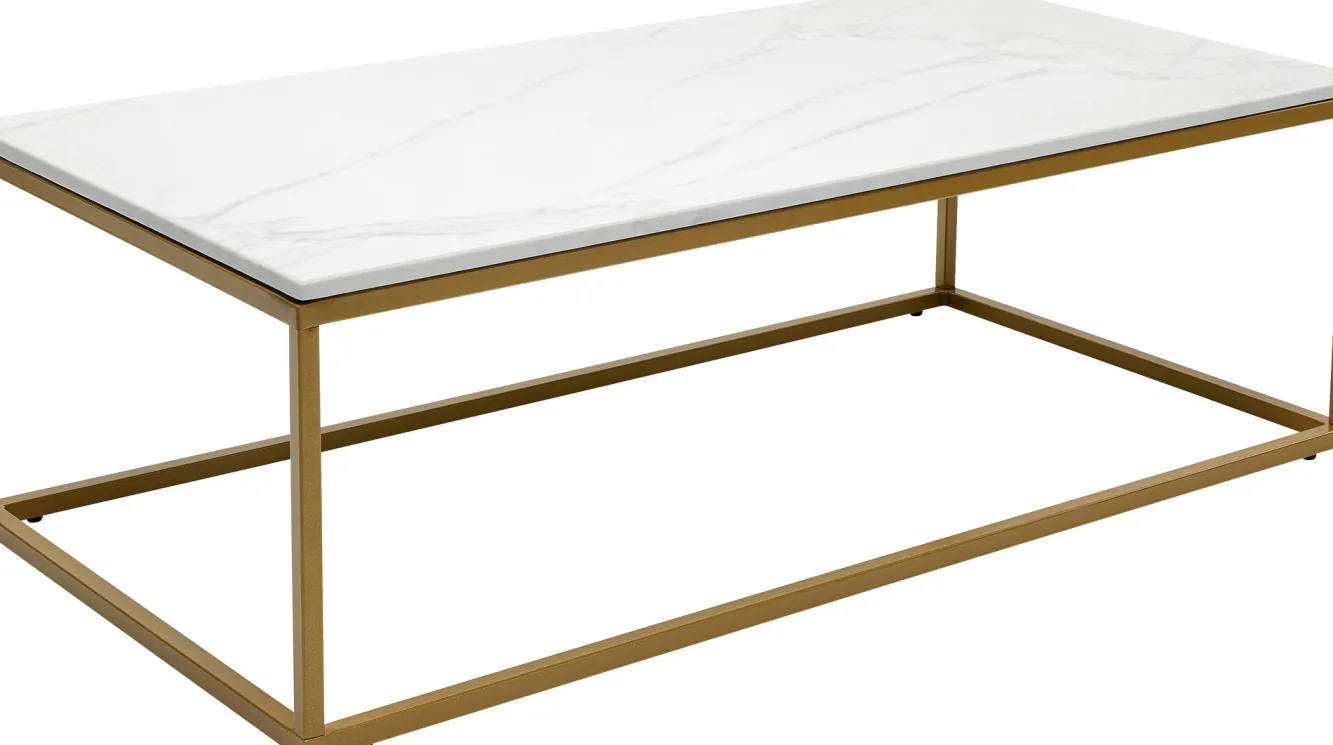 Discount KARE Design Stolik kawowy Key West 120x60 cm biało-złoty - KARE